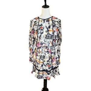 PARKER Silk Dress Pollack Print Long Sleeve Abstract Womens Small